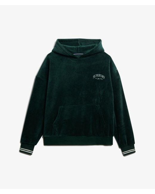 Superdry Green & Co Country Club Velour Relaxed Hoodie
