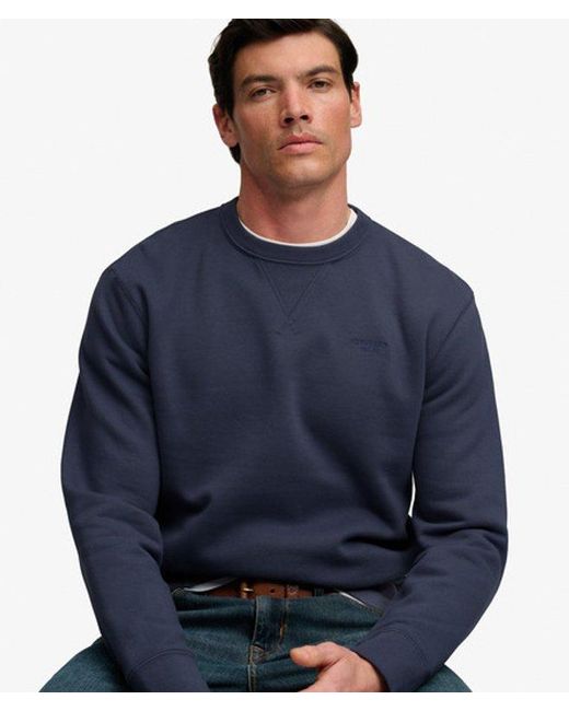 Superdry Blue & Co Essential Stacked Logo Crew Sweatshirt for men