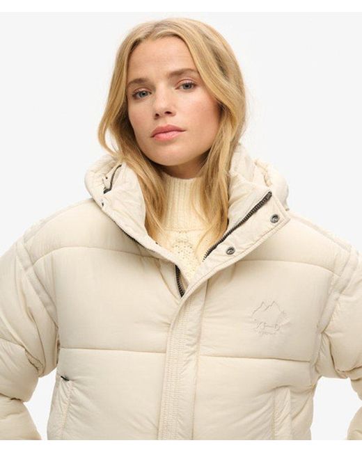 Superdry Natural & Co Fully Lined Embroidered Detail Cropped Cocoon Puffer Jacket