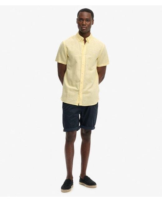 Superdry Natural Cotton Linen Short Sleeve Shirt for men