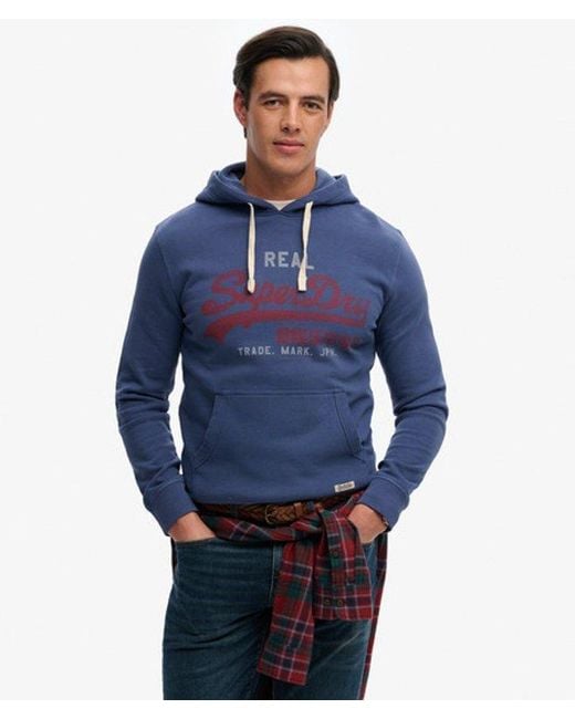 Superdry Blue Vintage Logo Classic Hoodie for men
