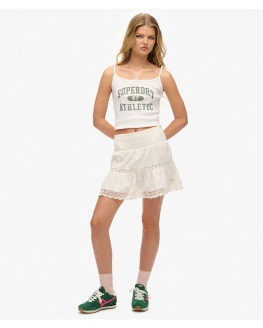 Superdry Natural & Co Ladies Loose Fit Textured Ibiza Lace Mix Mini Skirt