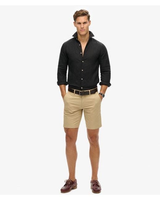 Superdry Black & Co Casual Linen Long Sleeve Shirt for men