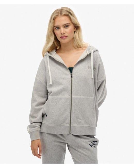 Superdry Athletic Essentials Hoodie Met Losse Pasvorm En Rits in het Gray