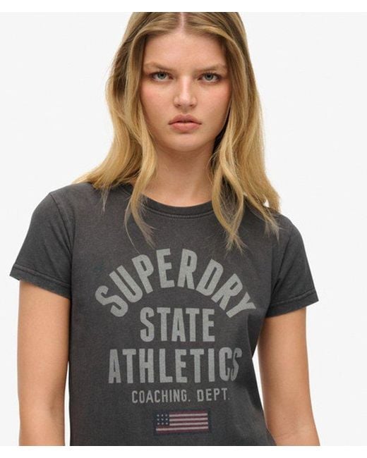 Superdry Gray & Co Athletic Graphic Fitted T-shirt
