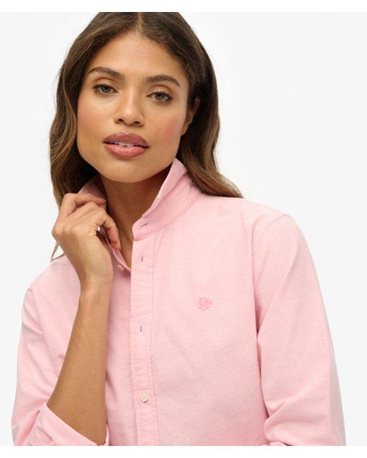 Superdry Pink & Co Slim Oxford Long Sleeve Shirt