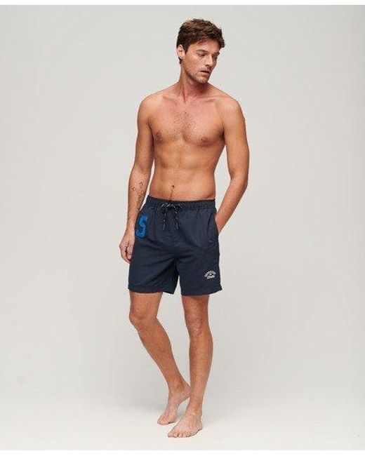 Superdry Blue Recycled Polo 17" Swim Shorts for men