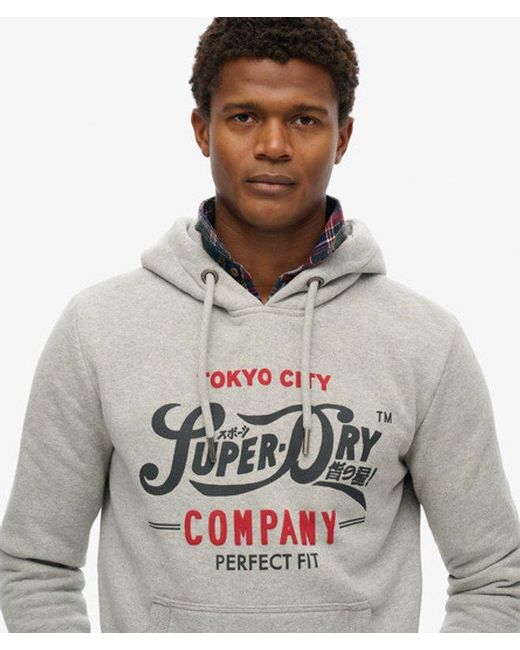 Superdry Gray & Co Perfect Fit Script Hoodie for men