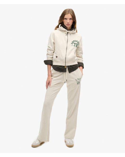 Superdry Natural Embroidered Athletic Essentials Relaxed Crop Zip-hoodie