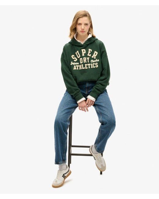 Superdry Green & Co Athletic Essentials Applique Oversized Hoodie