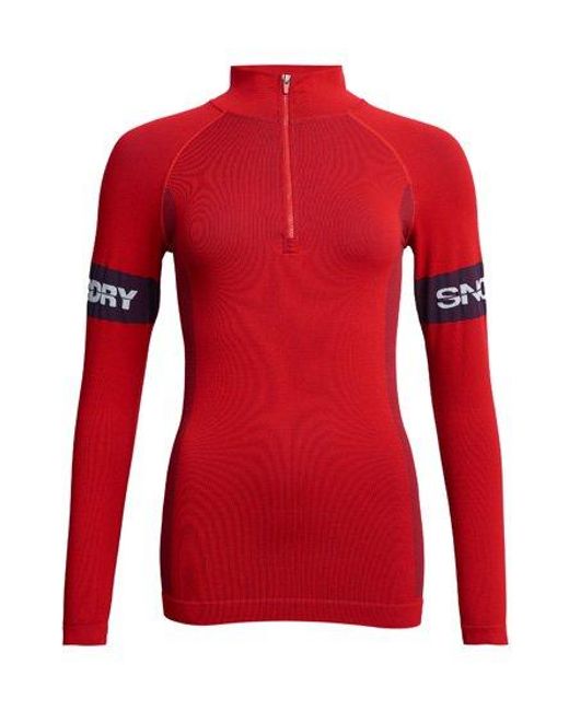 Superdry Red Sport Seamless 1/4 Zip Baselayer Top for men