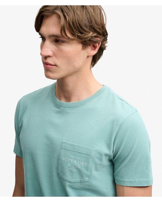 Superdry Blue Company Logo Relaxed Pocket T-Shirt for men
