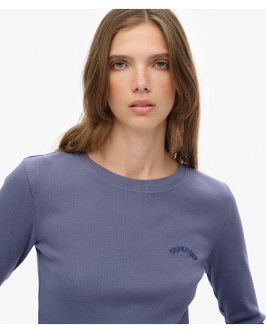 Superdry Blue & Co Athletic Essentials Logo Garment Dyed Ribbed Top
