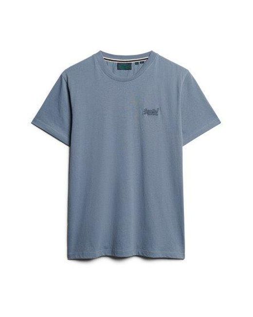 Superdry Essential T-shirt Van Biologisch Katoen Met Geborduurd Logo in het Blue voor heren