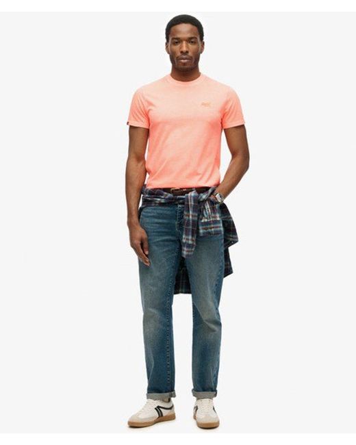Superdry & Co Slim Fit Embroidered Logo Essential Neon T-shirt for men