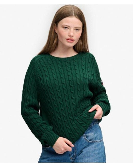Superdry Green & Co Cable Knit Slouchy Jumper