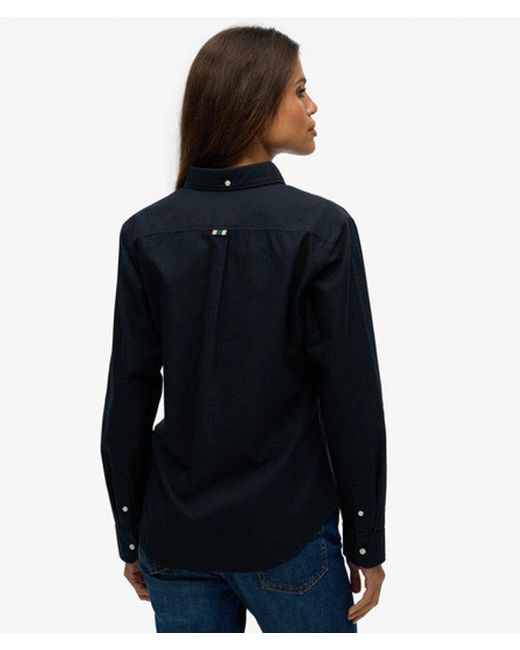 Superdry Blue Slim Oxford Button Down Long Sleeve Shirt