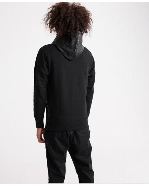 Superdry Black Surplus Goods Panel Loopback Hoodie for men