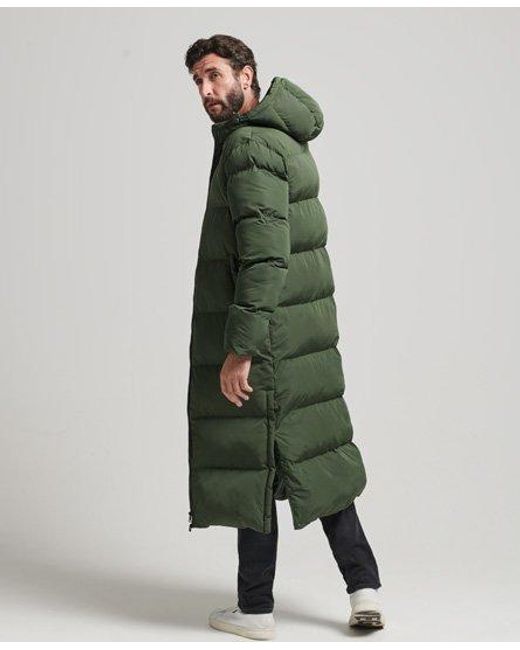 Superdry Green Extra Long Puffer Coat for men