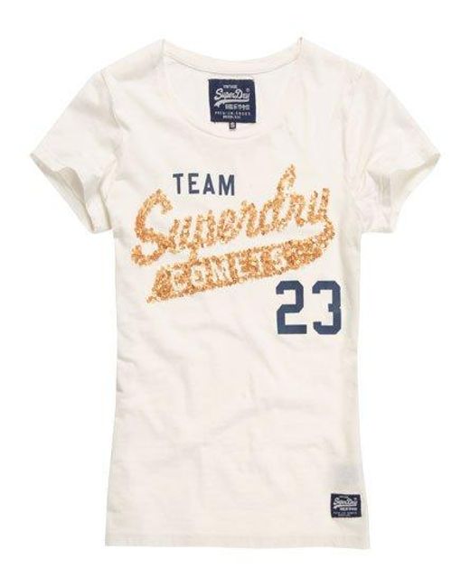 Superdry White Sequin Comet T-Shirt Winter