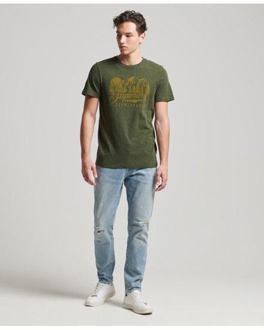 Superdry Green Script Style Mountain T-Shirt Grindle for men