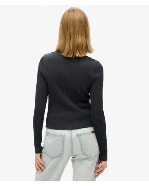 Superdry Black & Co Essential Button Through Long Sleeve Top
