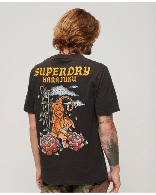 Superdry Gray Tattoo Graphic Loose Fit T-shirt for men