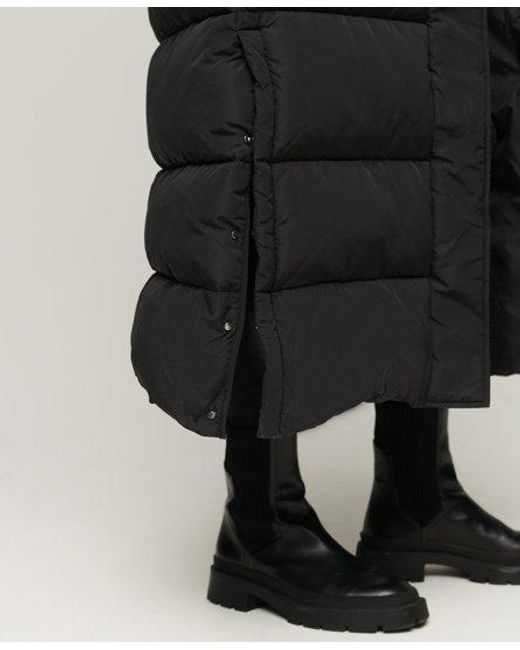Superdry Black Hooded Maxi Puffer Coat