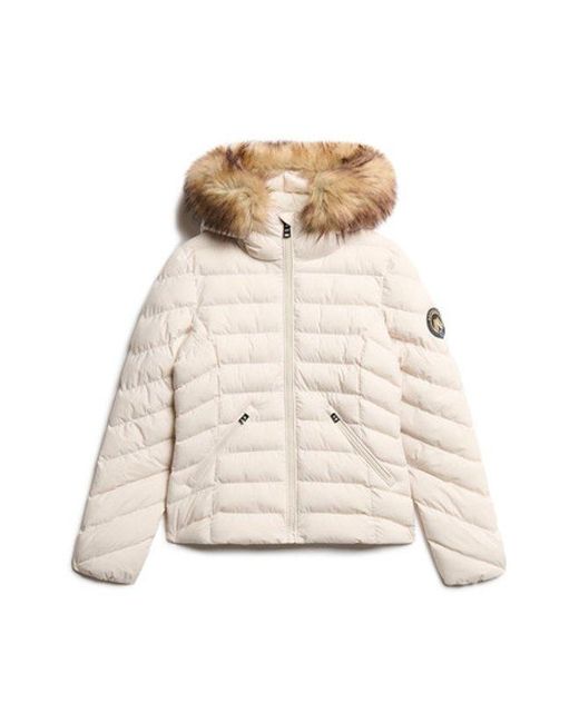 Veste rembourrée à capuche en fourrure synthétique fuji Superdry en coloris Natural