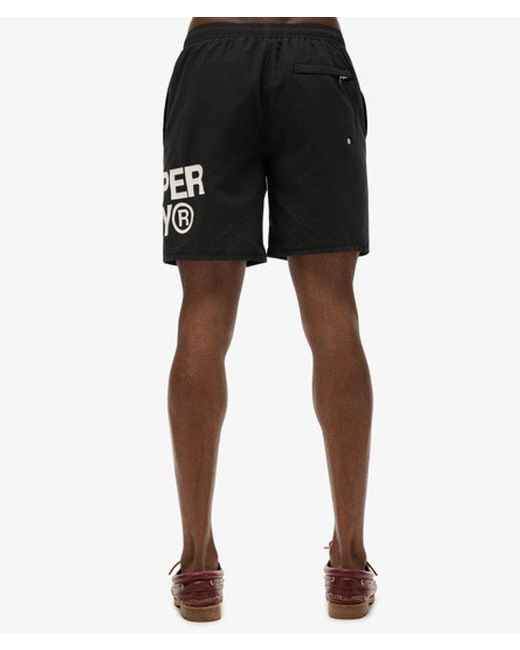 Superdry Black & Co Sportswear Logo 17-inch Swim Shorts for men