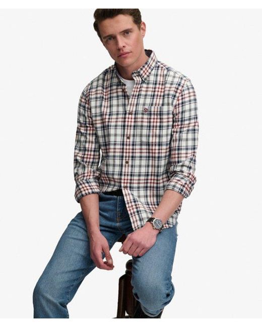 Superdry Gray Long Sleeve Cotton Lumberjack Shirt for men
