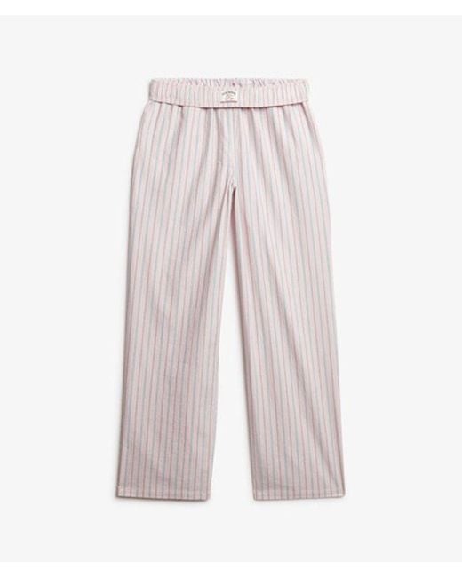Superdry Pink & Co Organic Cotton Stripe Elasticated Trousers