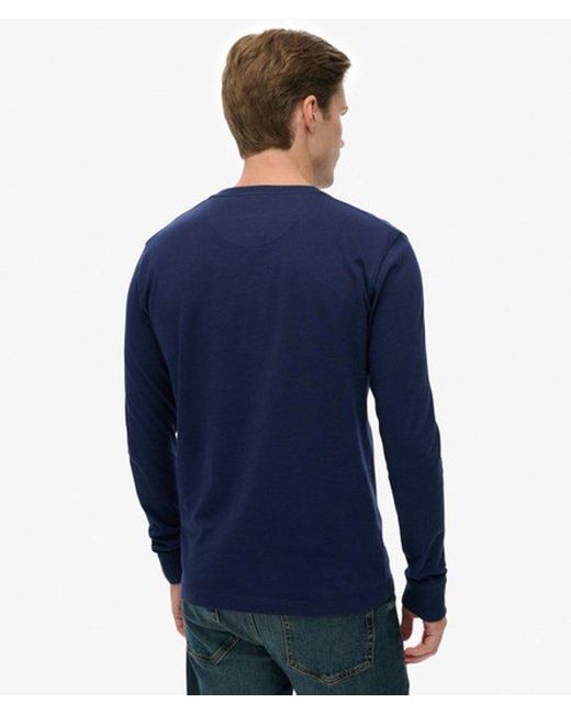 Superdry Blue Classic Essential Grandad Top for men