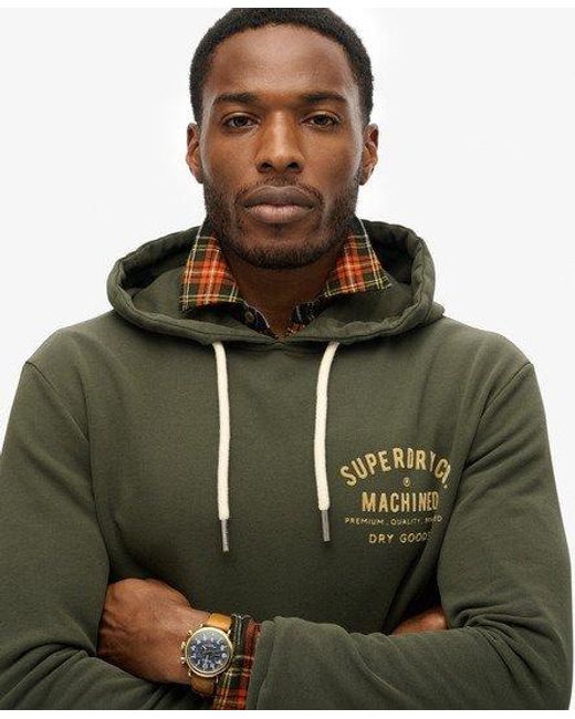 Superdry Green Workwear Flock Chest Graphic Hoodie for men