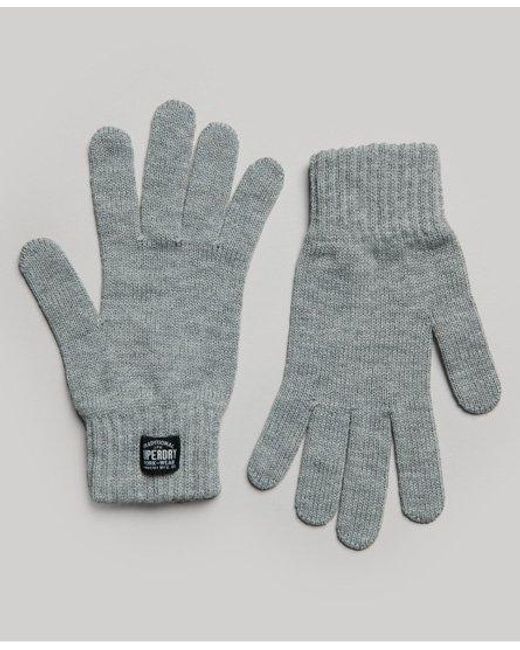 Superdry Klassieke Gebreide Handschoenen in het Gray