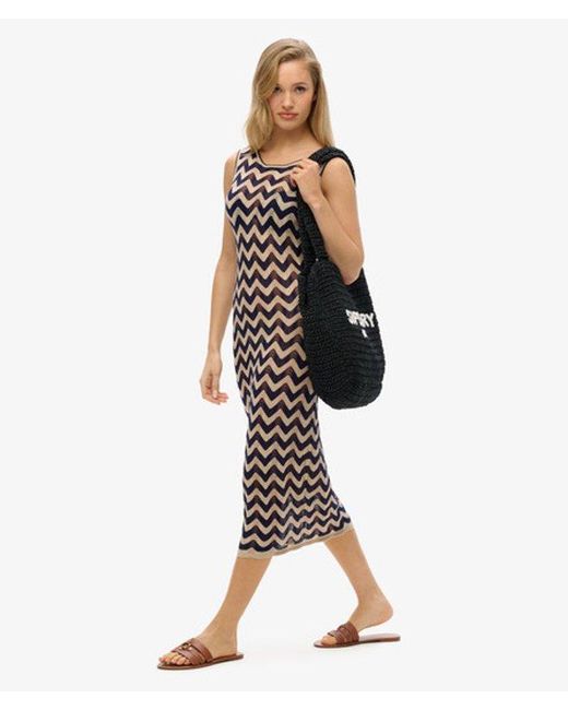 Superdry Blue & Co Zig Zag Knit Midi Dress
