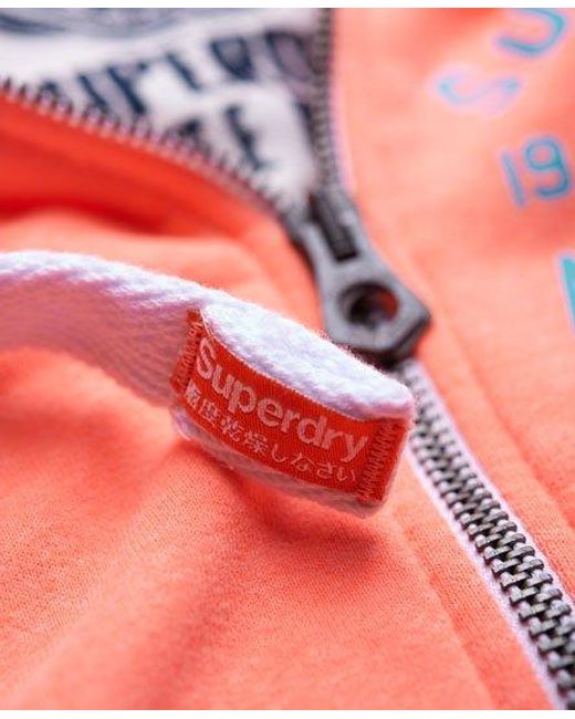Superdry Red Track & Field Zip Hoodie Coral Marl