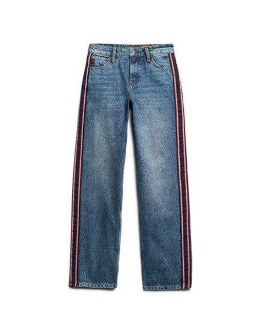 Superdry Jeans Met Wijde Pijpen En Middelhoge Taille in het Blue