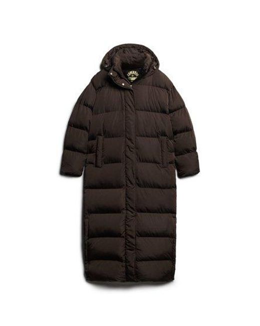 Superdry Black Maxi Hooded Puffer Coat