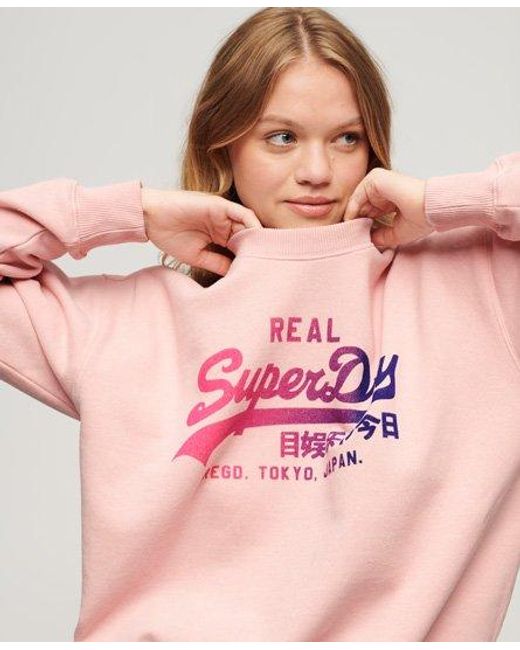 Superdry Tonal Vintage Logo Sweatshirt Met Grafische Print in het Pink