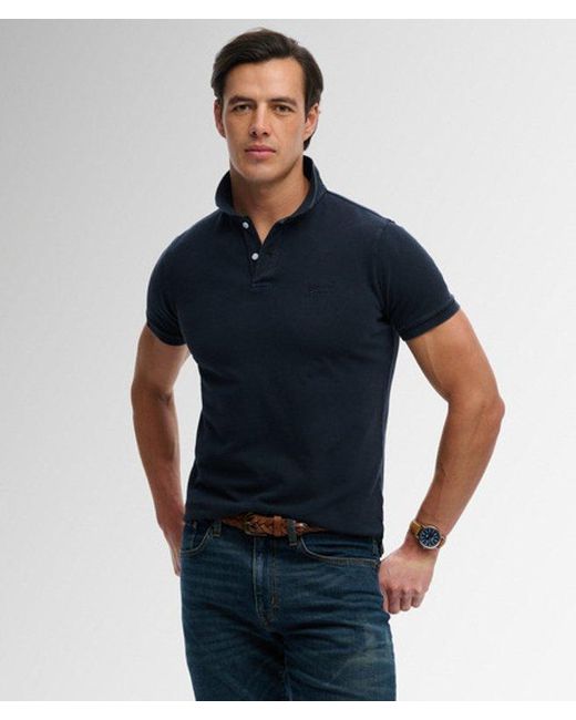 Superdry Black & Co Vintage Destroy Polo Shirt for men