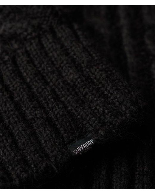 Superdry Black & Co Loose Fit Cable Knit Mock Neck Jumper Dress