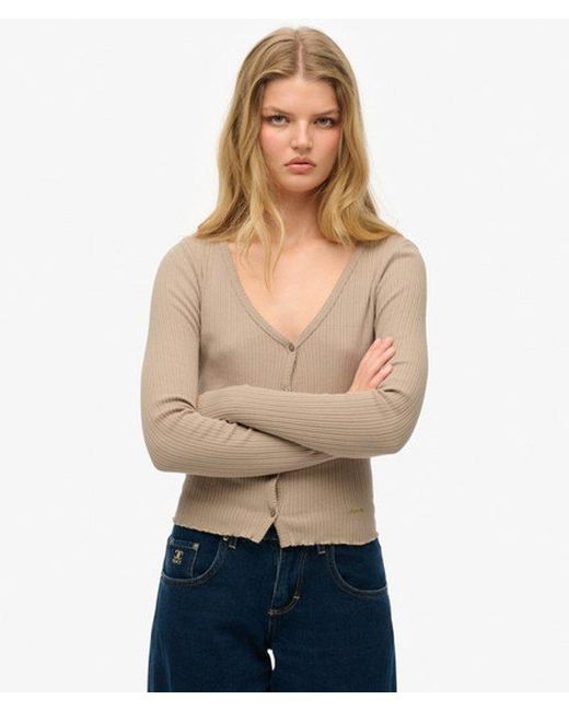 Superdry Natural & Co Essential Button Long Sleeve Top