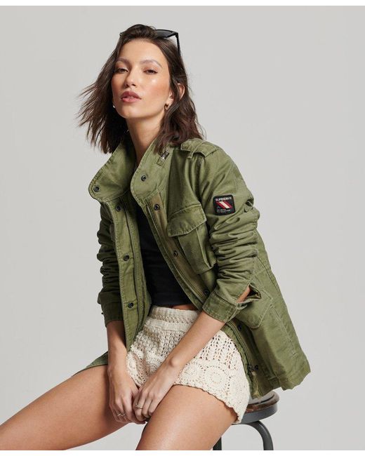 Superdry Rookie Borg Lined Military Jacket Green | Lyst UK