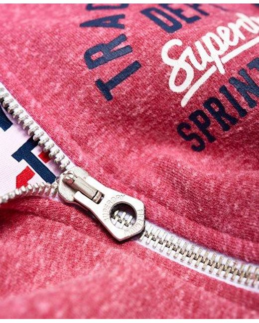 Superdry Red Track & Field Zip Hoodie Cherry Snowy