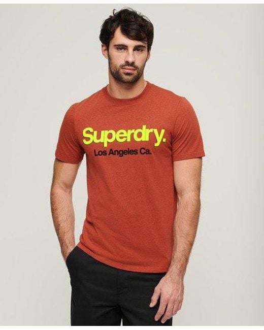 Superdry Red Classic Core Logo Washed T-shirt for men