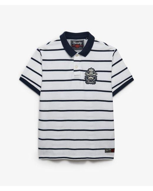 Superdry Blue & Co Crest Stripe Polo Shirt for men