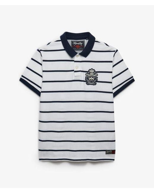 Superdry Blue & Co Crest Stripe Polo Shirt for men