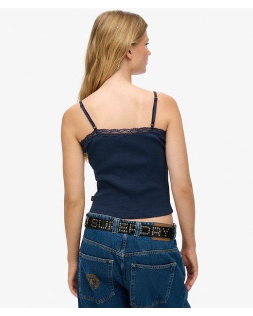 Superdry Blue & Co Essential Lace Trim Cami Top