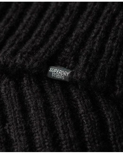 Superdry Black High Neck Cable Knit Jumper